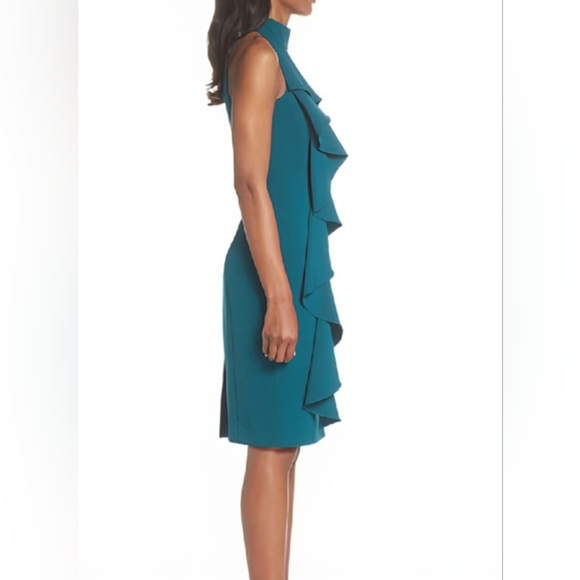Eliza J, NWT, Ruffle Sheath Dress, in Peacock, Knee Length, Size 18 - Picture 8 of 11